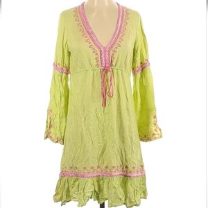 Moda Boho Prairie Embroidered Dress